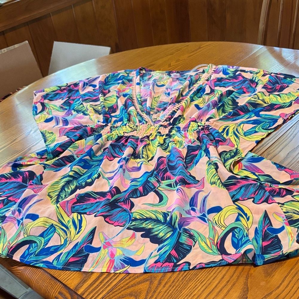 No Boundaries Multicolor Tropical Swim Coverup